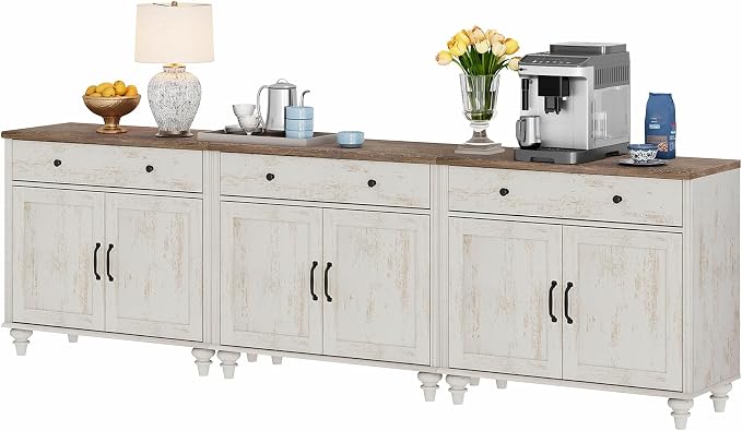 WAMAPT Rustic White Buffet Cabinet - Image 6