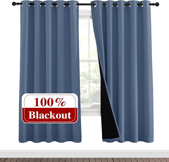 NICETOWN Full Shade Curtain Panels 72 inches Long, Pair of Energy Smart & Noise by NICETOWN