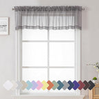 Charcoal Grey Sheer Curtains 14 Inch Length 2 Panels Set, Light Reducing Short by Lecloud