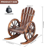 Outvita Adirondack Rocking Chair, Wood Wagon Rocker, Outdoor Wooden Carbonized - Image 3