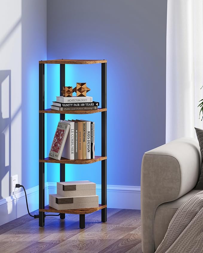 TUTOTAK Corner Shelf, 4-Tier Corner Bookshelf - Image 7