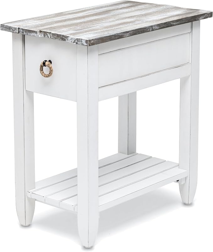 Sea Winds Trading Picket Fence Chairside Table Kiln-Dried Solid Wood Distressed by LineageCollections