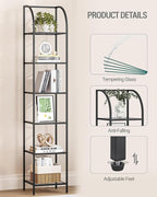 Hzuaneri Bookcase Bookshelf, Tempered Glass Arched Bookshelf - Image 4