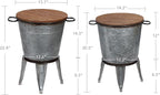 RUSTOWN Farmhouse Side Tables Set of 2, Galvanized Metal Bucket End Table - Image 3