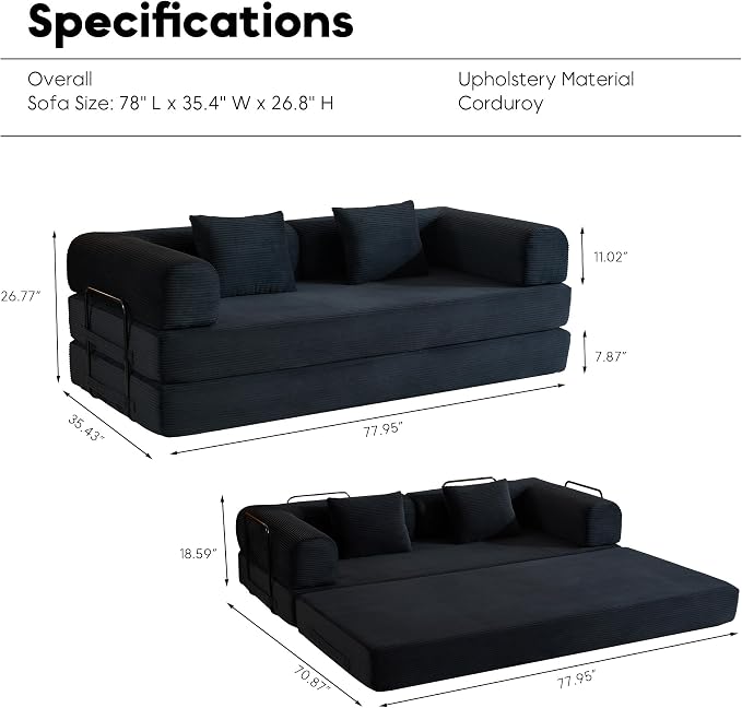 ZEIINPA Convertible Sleeper Sofa Bed - Image 2