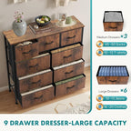 OLIXIS Dresser for Bedroom, 9 Storage Drawers, Wide Fabric Closet Chests - Image 6