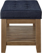 24KF Large Rectangular Upholstered Tufted Linen Fabric Ottoman Bench, Padded - Image 7