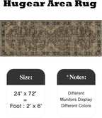 2x6 Brown Retro Floral Washable Runner Rug - Image 2