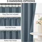 MIULEE Grey Blue Blackout Curtains 4 Panels Set 72 Inch Length Bedroom | - Image 3