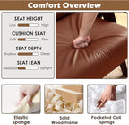 STHOUYN Brown Leather Accent Chairs Set of 2, Mid Century Modern Chair Set of 2 - Image 5