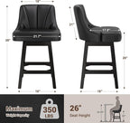 YaFiti Swivel Bar Stools Set of 2, 26 Inch Counter Height Bar Stools - Image 2