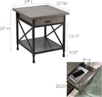 Leick Home 23007 Chisel & Forge One Drawer X Design Mixed Metal and Wood Side - Image 3