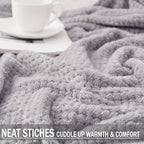 Exclusivo Mezcla Soft Waffle Fleece Bed Blanket Twin Size, Light Grey | - Image 5