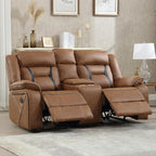 EBELLO Faux Leather Manual Loveseat Recliner, 2 Seat Reclining Sofa Chair - Image 6