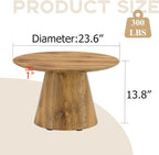 Round Coffee Table 24 in, Modern Wood Grain Living Room Table - Image 2