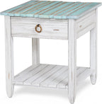 Sea Winds Trading Picket Fence End Table Distressed Bleu White Finish by LineageCollections