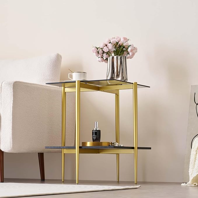 LumFurn Glass End Table, Mid-Century Modern Design Sofa Table, - Image 4