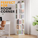SpaceAid 6 Tier Rotating Bookshelf Tower, Bamboo Spinning Book Shelf, Revolving - Image 5