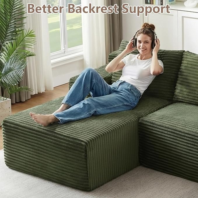 96" Cloud Sectional Couch U-Shaped Chaise - Image 5