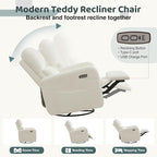 Power Swivel Rocker Recliner, Oversized Boucle Nursery Glider Recliner - Image 4