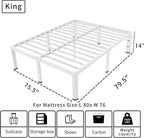 ROIL 14 Inch White King Bed Frame - Image 2