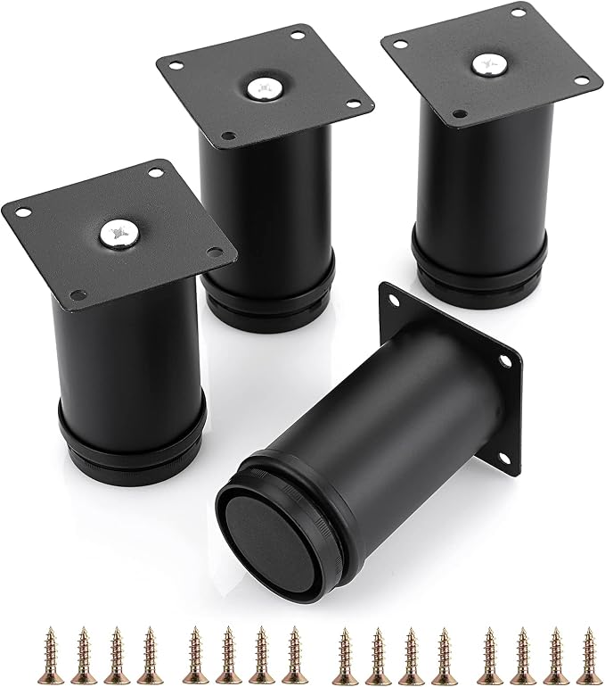 OwnMy 4PCS 4 Inch Furniture Legs Feets Metal Cabinet Legs, Adjustable Round by OwnMy