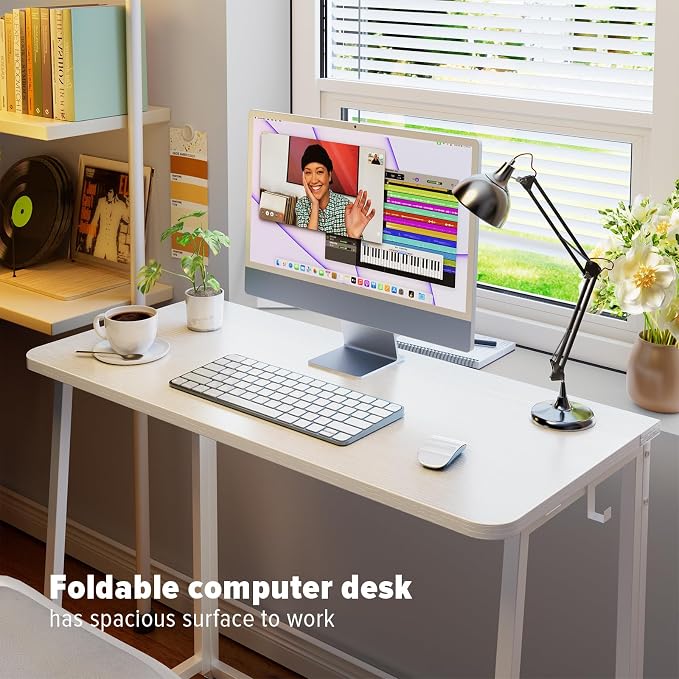 WOHOMO Folding Desk, Small Writing Desk 39.4", Space-Saving Foldable Laptop - Image 3