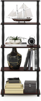 Furinno TURN-S-TUBE Storage Shelves, 5-Tier Book Shelf, Corner Shelf, Toolless - Image 4