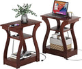 FROMJBEST End Tables Living Room Set of 2, Cherry End Table by FROMJBEST