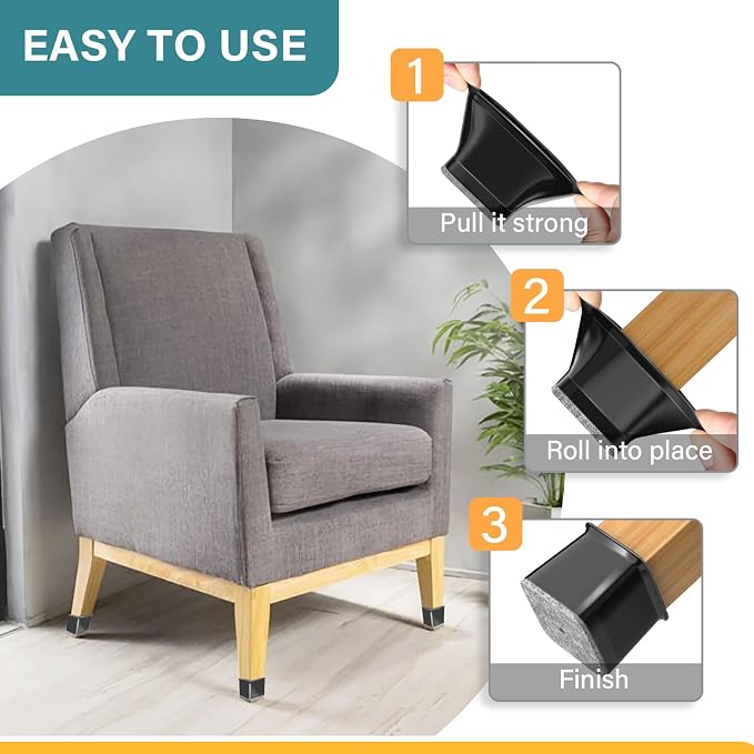 24 Pcs Chair Leg Floor Protectors Square - Image 4