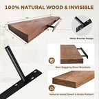 36x8x1.6 inch Floating Shelves Set of 2 – Solid Wood Rustic Brown Wall Mounted - Image 4