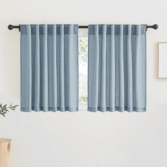 RYB HOME Linen Semi Sheer Kitchen Curtains Over Sink 36 inches Length | Light by RYBHOME