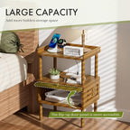 Amazer Walnut Nightstand with Charging Station, Bamboo Night Stand - Image 4