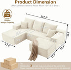 107" Comfy U-Shaped Sectional Modern Boneless Corduroy Couch - Image 2