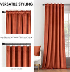 MIULEE Velvet Curtains 52x90 inches 2 Panels Burnt Orange Blackout Curtains | - Image 2
