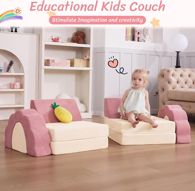 LOAOL Kids Couch 10PCS, Modular Kids Play Couch, Imaginative Convertible Play - Image 6