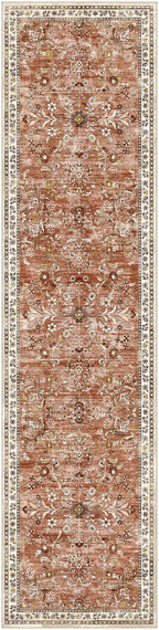Yamaziot 2x8 Washable Hallway Runner Rug Non Slip Floral Carpet, Brick-red | - Image 8