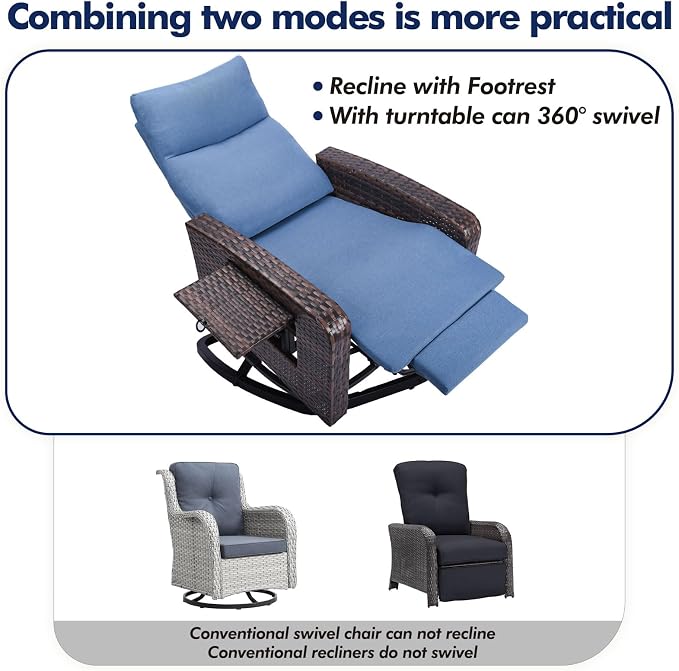 ZZW Outdoor Recliner Chair, Wicker Patio Recliners - Image 6