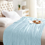 KMUSET Fleece Blanket Twin Size Mist Blue Lightweight Super Soft Cozy Fuzzy Bed - Image 3