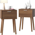 LAATOOREE Nightstands Set of 2, Small Fluted Side Table, Bedside Table by LAATOOREE