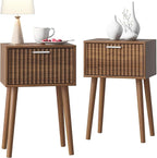 LAATOOREE Nightstands Set of 2, Small Fluted Side Table, Bedside Table by LAATOOREE