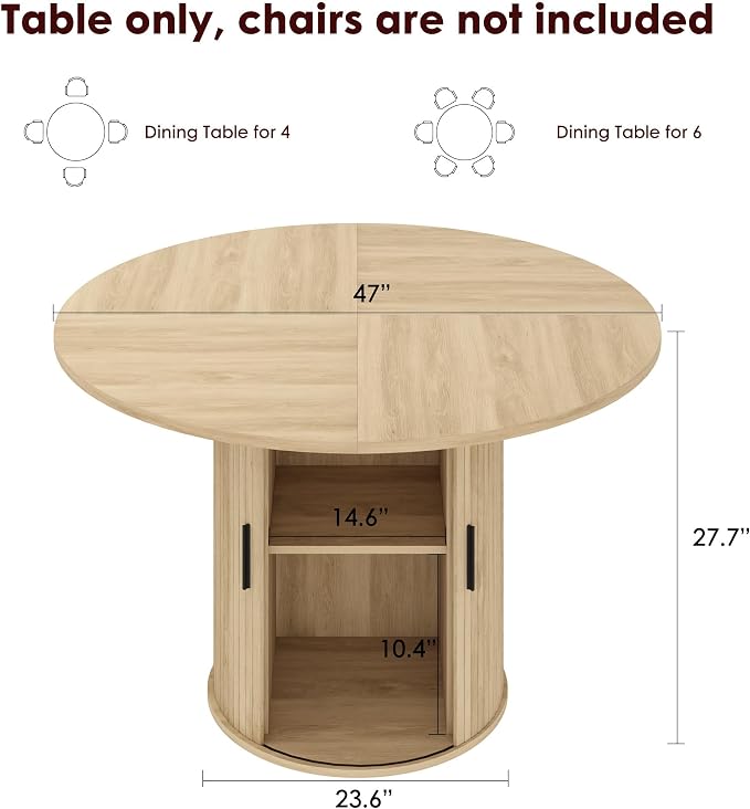 GarveeHome 47'' Round Dining Table - Image 2