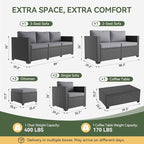 Aoxun 10 Piece Outdoor Patio Furniture Set 9 Seats, Outdoor Sectional - Image 8