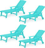 LUE BONA Lounge Chair Outdoor Set of 4, HDPS Chaise Lounge Outdoor by LUEBONA