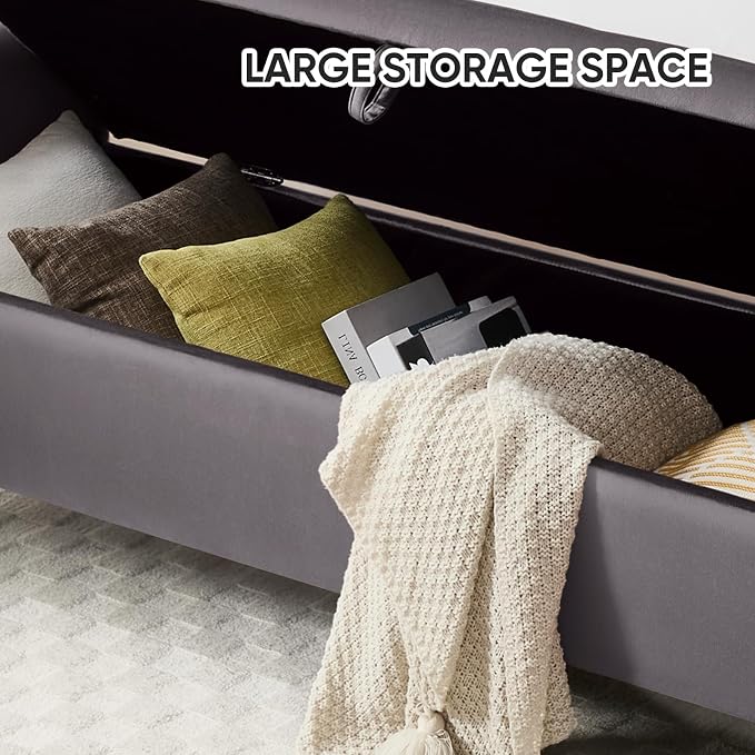 65" End of Bed Storage Bench, Modern Storage Benches - Image 6