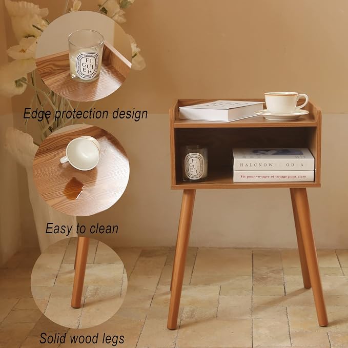 MaxSmeo Nightstand, Mid Century Modern Side Table Bedroom - Image 4