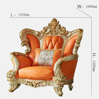 Solid Wood Leather Sofa, European-Style Villa Living Room Luxury Leather Sofa - Image 3