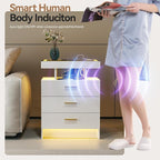 White Night Stand Set 2 with Wireless Charging Station, Smart Bedside Table - Image 6