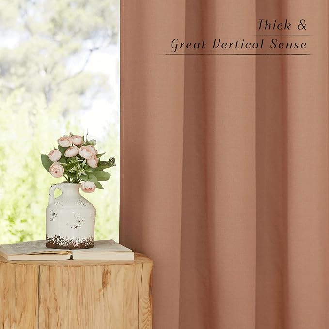 NICETOWN Terracotta Linen Doorway Curtains 80 inches Long, Grommet Thick Linen - Image 6