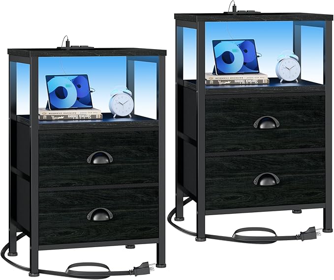 Furologee Nightstands Set of 2, End Tables by Furologee